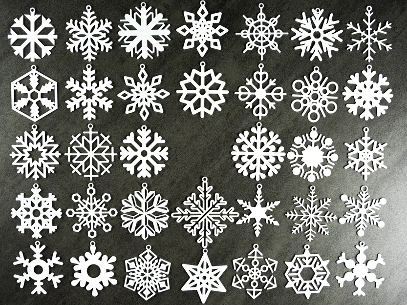 Bộ 34 bông tuyết có khoen treo (Snowflake) – Schneeflocken / Kolekce sněhových vloček - Image 2