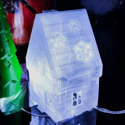 Nhà Noel lớn & nhỏ đặt tea light, kèm cây thông Noel