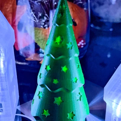 Nhà Noel lớn & nhỏ đặt tea light, kèm cây thông Noel