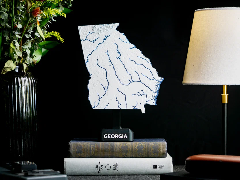 Bản đồ địa hình nổi Georgia, USA (GA) kèm sông ngòi - Image 1