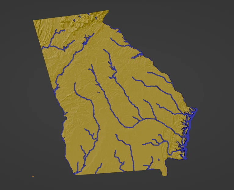 Bản đồ địa hình nổi Georgia, USA (GA) kèm sông ngòi - Image 2