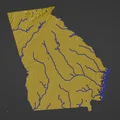 Bản đồ địa hình nổi Georgia, USA (GA) kèm sông ngòi - Thumbnail 2