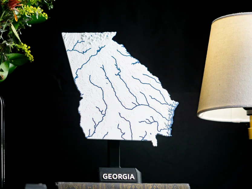 Bản đồ địa hình nổi Georgia, USA (GA) kèm sông ngòi - Image 5