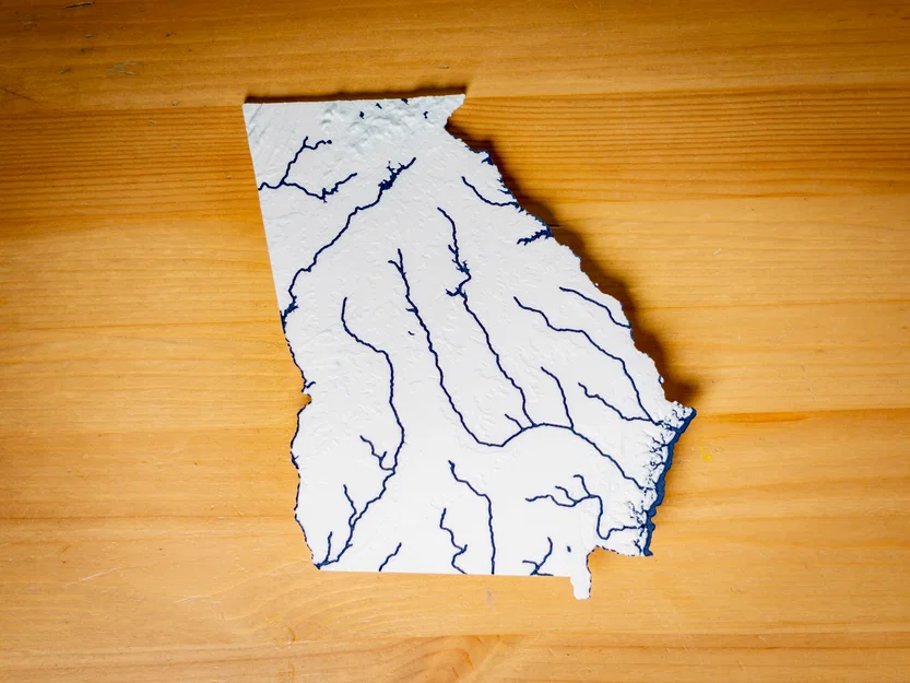 Bản đồ địa hình nổi Georgia, USA (GA) kèm sông ngòi - Image 9