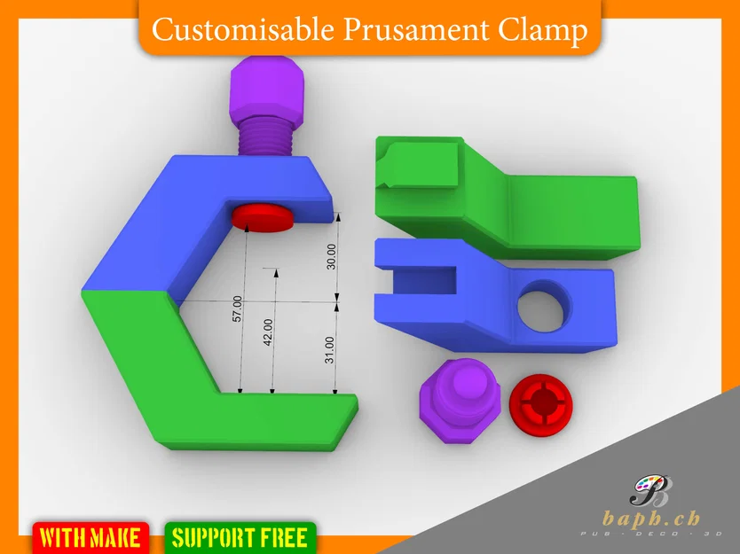 Kẹp PETG Prusament (Customizable) – Bản Remix - Image 1
