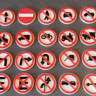 Bộ Biển Báo Giao Thông (mô hình & móc khóa) - 20 Biển Hiệu Lệnh