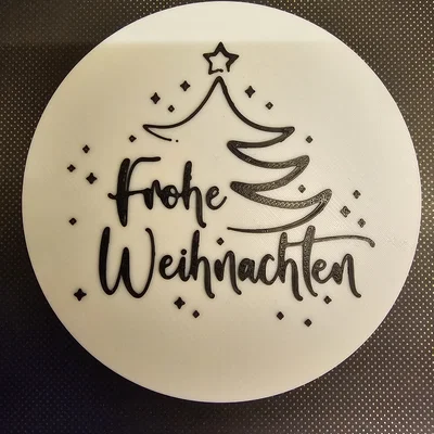 Đĩa trang trí nến tealight Giáng sinh (Frohe Weihnachten) in 3D