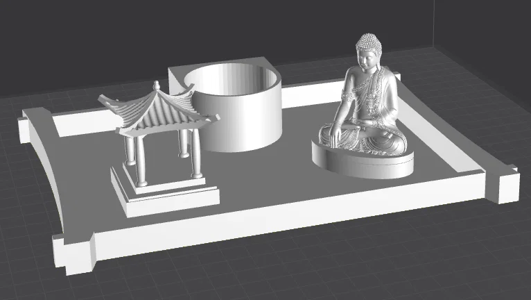 Vườn Zen Có Hoa Và Tượng (Zen Garden with Flower and Statue) - Image 2