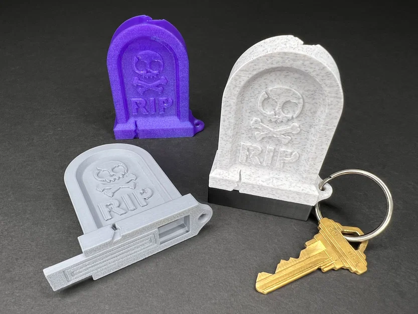 Móc khóa bia mộ RIP có khoang bí mật (nắp trượt) - Image 1