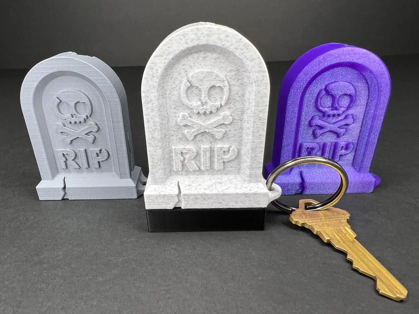 Móc khóa bia mộ RIP có khoang bí mật (nắp trượt) - Image 2