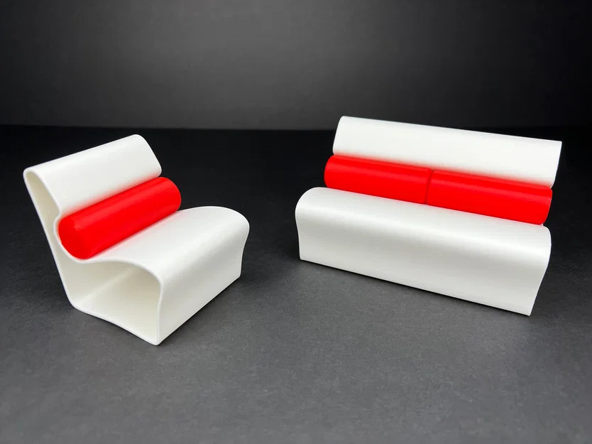Ghế & Sofa Hiện Đại kèm Cushion – Tỉ lệ nhà búp bê 1:12 - Image 1
