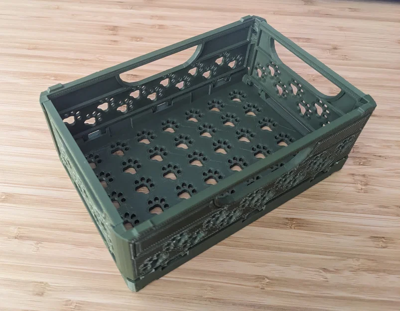 Thùng nhựa gấp gọn họa tiết dấu chân mèo đáng yêu (Foldable CAT-Crate) - Image 1