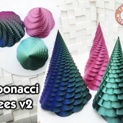 Mẫu in 3D cây thông xoắn ốc Fibonacci (Fibonacci Spiral Trees V2)
