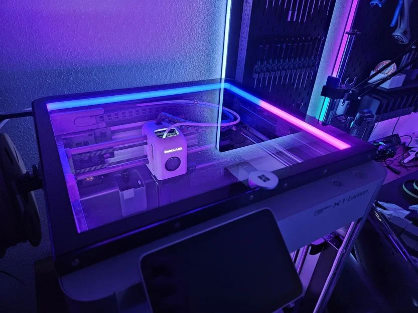 Bambu Lab X1C LED Riser tích hợp tấm tản sáng và khay lưu trữ Gridfinity! - Image 1