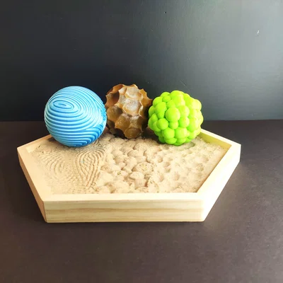 Bộ quả cầu 3D tạo vân trang trí vườn Zen độc đáo