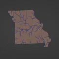 Bản đồ địa hình Missouri, USA (MO) kèm sông ngòi - Thumbnail 2