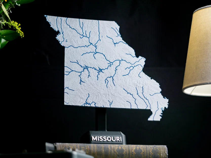 Bản đồ địa hình Missouri, USA (MO) kèm sông ngòi - Image 4