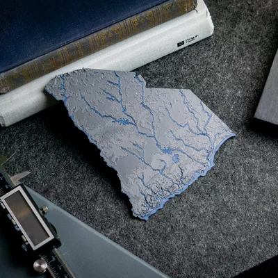 Bản đồ địa hình South Carolina, USA (SC) kèm sông ngòi