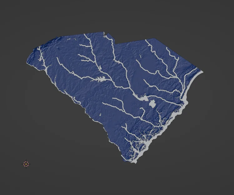 Bản đồ địa hình South Carolina, USA (SC) kèm sông ngòi - Image 2