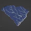 Bản đồ địa hình South Carolina, USA (SC) kèm sông ngòi - Thumbnail 2