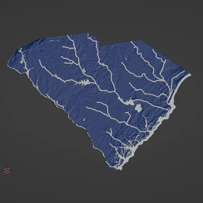 Bản đồ địa hình South Carolina, USA (SC) kèm sông ngòi