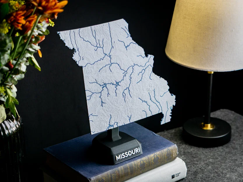 Bản đồ địa hình Missouri, USA (MO) kèm sông ngòi - Image 6