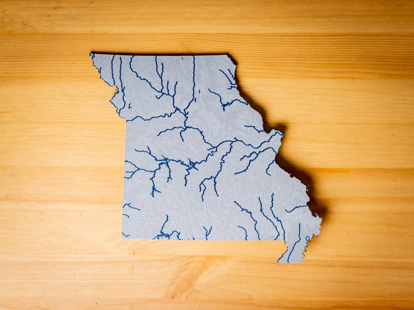 Bản đồ địa hình Missouri, USA (MO) kèm sông ngòi - Image 8