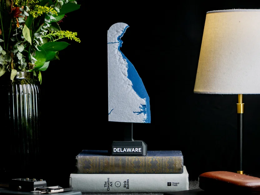 Bản đồ địa hình Delaware, USA (DE) kèm sông ngòi - Image 1