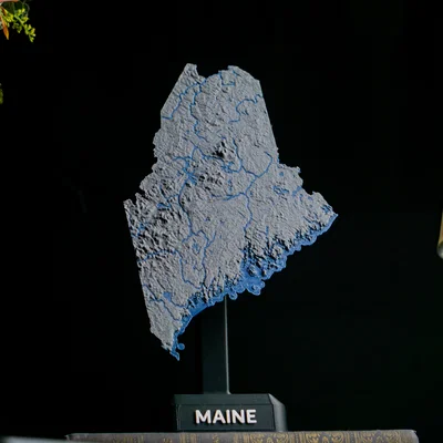 Bản đồ địa hình nổi Maine, USA (ME) kèm sông ngòi
