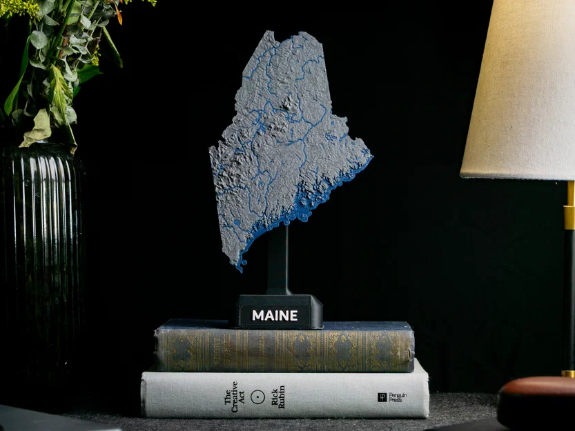 Bản đồ địa hình nổi Maine, USA (ME) kèm sông ngòi - Image 2