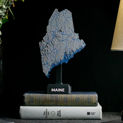 Bản đồ địa hình nổi Maine, USA (ME) kèm sông ngòi