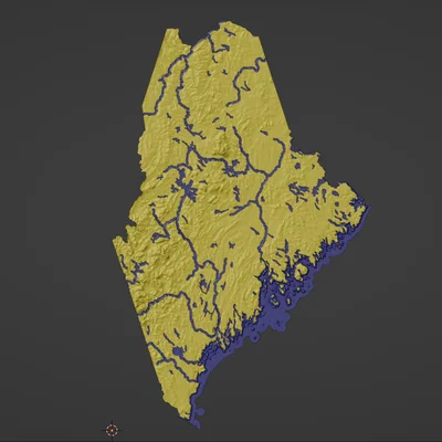 Bản đồ địa hình nổi Maine, USA (ME) kèm sông ngòi