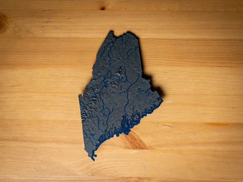 Bản đồ địa hình nổi Maine, USA (ME) kèm sông ngòi - Image 8