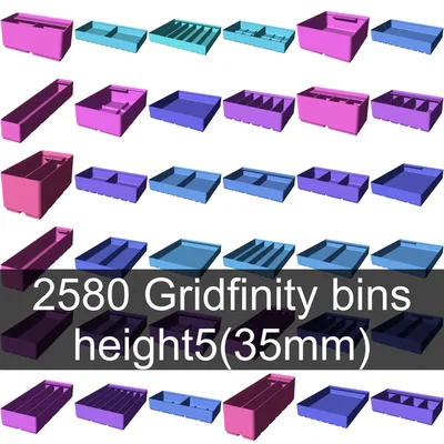 Bộ sưu tập Gridfinity cups height 5 (39mm)