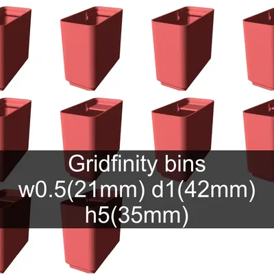 Bộ sưu tập Gridfinity cups height 5 (39mm)