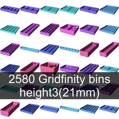 Bộ sưu tập Gridfinity cups height 3 (25mm)