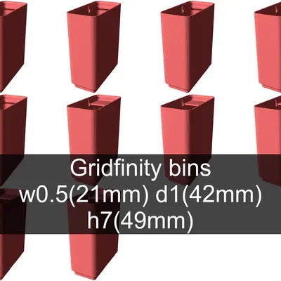 Bộ sưu tập Gridfinity cups cao 7 (53mm)