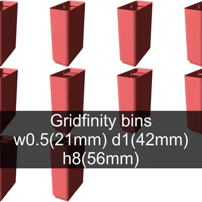 Bộ sưu tập Gridfinity cups cao 8 (60mm)