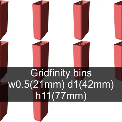 Bộ sưu tập Gridfinity cups height 11 (81mm)
