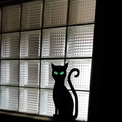 Silhouette Mèo Mắt Phát Sáng