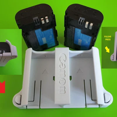 Nhiều khay pin Canon LP-E6 có nút nhả (Several LP-E6 battery packs)