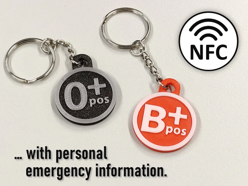 Móc khóa nhóm máu kèm thẻ NFC - Image 1