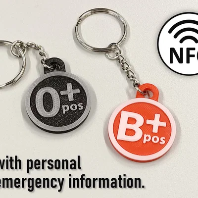 Móc khóa nhóm máu kèm thẻ NFC