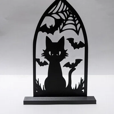 Mô hình trang trí chú mèo Halloween kèm đế đứng cực xinh