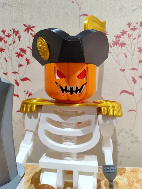Đầu bí ngô 3D cho mô hình Lego Skeleton (Pumpkin Lego Skeleton) - Image 1