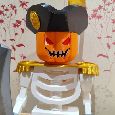 Đầu bí ngô 3D cho mô hình Lego Skeleton (Pumpkin Lego Skeleton)