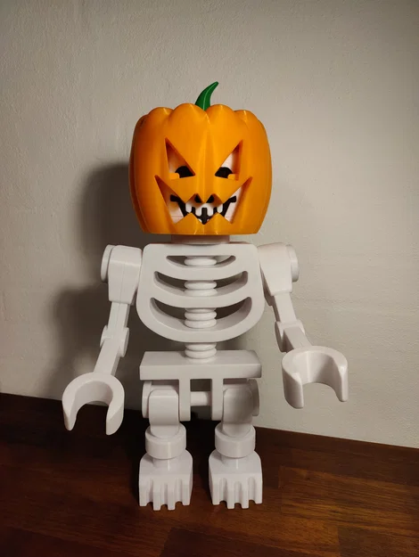 Mũ bí ngô Halloween cho mô hình bộ xương phong cách Lego - Image 1