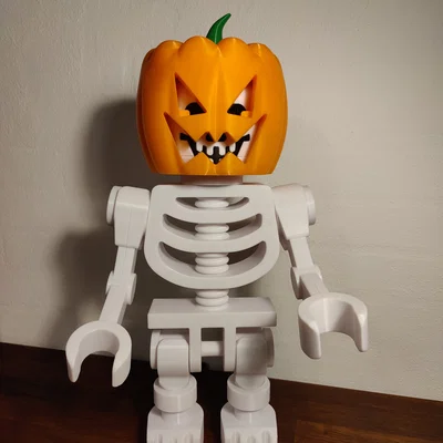 Mũ bí ngô Halloween cho mô hình bộ xương phong cách Lego