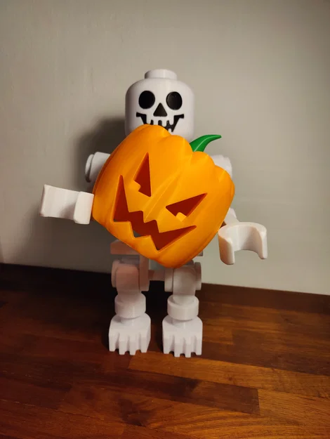 Mũ bí ngô Halloween cho mô hình bộ xương phong cách Lego - Image 2