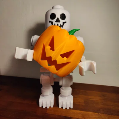 Mũ bí ngô Halloween cho mô hình bộ xương phong cách Lego